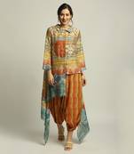 Dune Shadow Printed High-Low Top With Dhoti