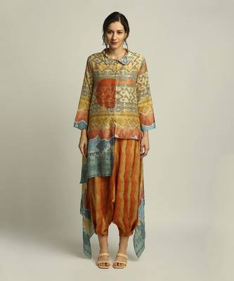 Dune Shadow Printed High-Low Top With Dhoti 2
