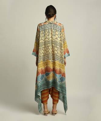 Dune Shadow Printed High-Low Top With Dhoti 9