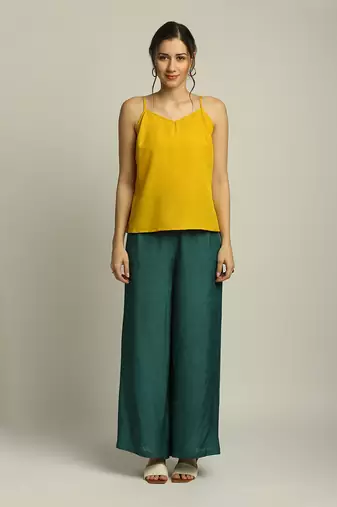 Green Yellow Tiraz printed embellished top with pant