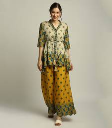Tiraz Printed Embellished Top With Palazzo