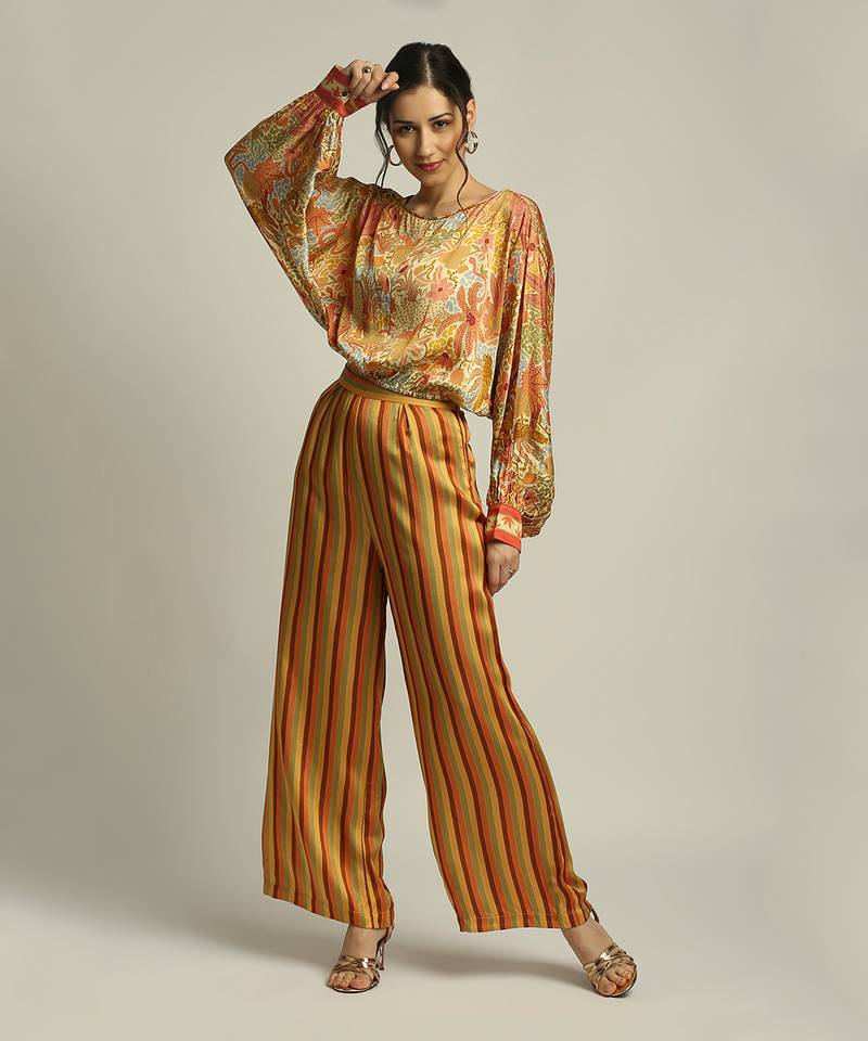 Yellow Orange forest Groove Printed Co-Ord Set