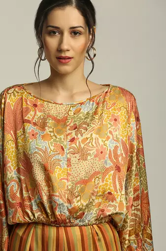 Yellow Orange forest Groove Printed Co-Ord Set