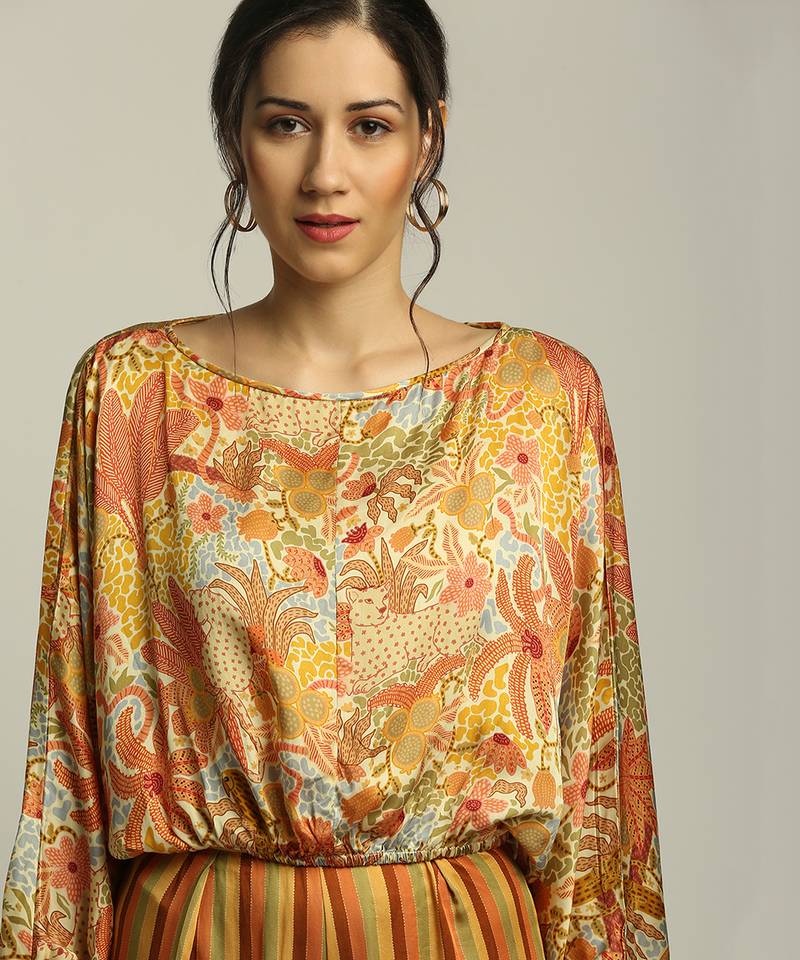 Yellow Orange forest Groove Printed Co-Ord Set