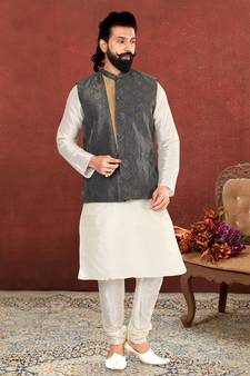 Festive Wear Designer Kurta Pyjama With Jacket