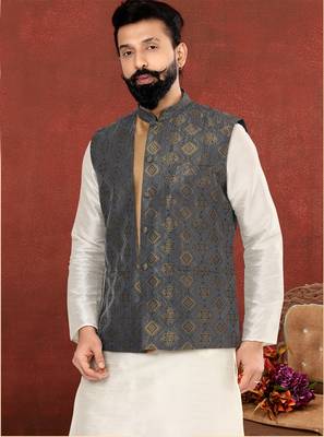 Festive Wear Designer Kurta Pyjama With Jacket 2