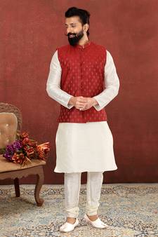Festive Wear Designer Kurta Pyjama With Jacket