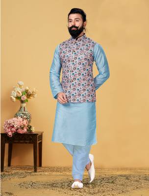Festive Wear Designer Kurta Pyjama With Jacket 1