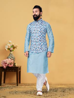 Festive Wear Designer Kurta Pyjama With Jacket 1
