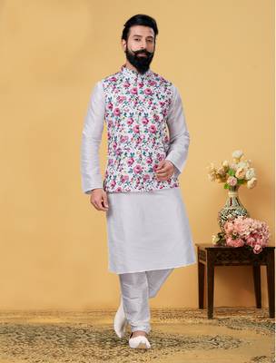Festive Wear Designer Kurta Pyjama With Jacket 1