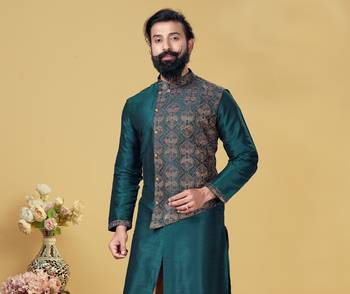 Rama green Designer Heavy Kurta With Pyjama 2