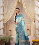 Designer Bandhani Raw Silk Saree with weaving work