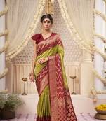 Designer Bandhani Raw Silk Saree with weaving work