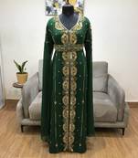 Black luxurious long sleeve Moroccan Kaftan Sun Proof Hijab