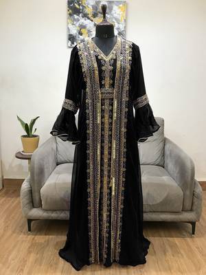 Black Georgette Zari Work Kaftan 1