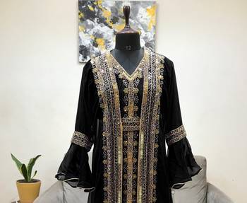 Black Georgette Zari Work Kaftan 2