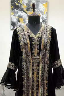 Black Georgette Zari Work Kaftan