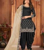 Black Art Silk Embroidered Pakistani Salwar Kameez