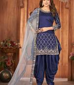 Blue Art Silk Embroidered Pakistani Salwar Kameez