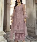 Onion Pink Net Embroidered Pakistani Salwar Kameez