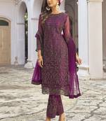 Purple Net Embroidered Pakistani Salwar Kameez