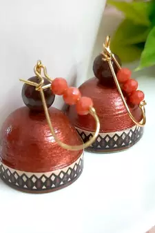 Brown agate jhumkas