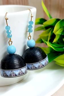 Black agate jhumkas