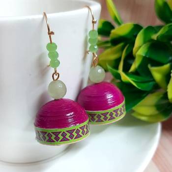 Pink agate jhumkas 1