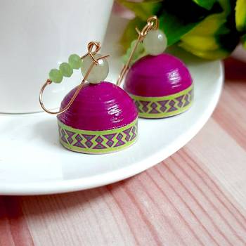 Pink agate jhumkas 2