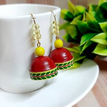 Red agate jhumkas 1