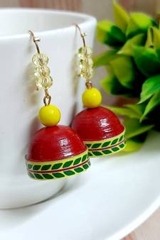 Red agate jhumkas