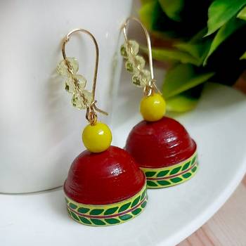 Red agate jhumkas 2