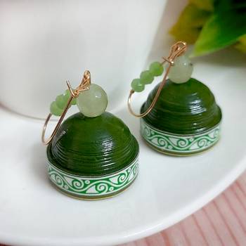Green agate jhumkas 2