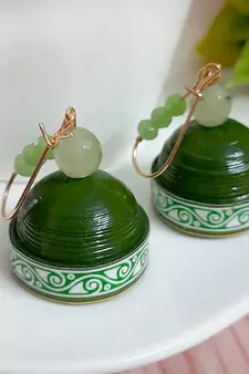 Green agate jhumkas