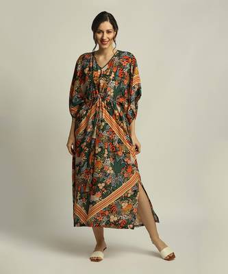 Black forest Groove Printed Dress With Tie-Up 1