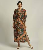 Black forest Groove Printed Dress With Tie-Up