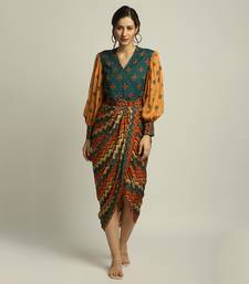Tiraz Printed Drape Dress With Belt