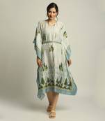 Sage Green nature Collective Printed Kaftan With Belt