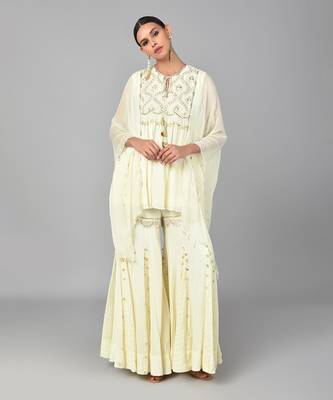 Ivory Gold Embellished Tunic Set 1