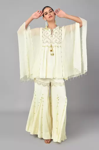 Ivory Gold Embellished Tunic Set