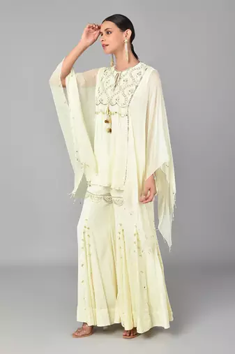 Ivory Gold Embellished Tunic Set