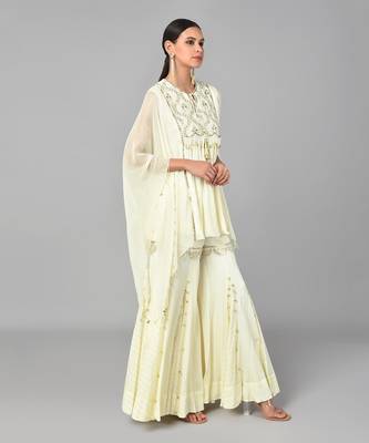 Ivory Gold Embellished Tunic Set 5