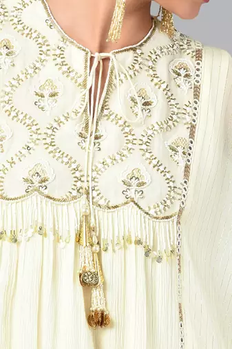 Ivory Gold Embellished Tunic Set