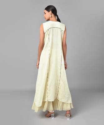 Ivory Gold Embellished High Low Tunic Set 5