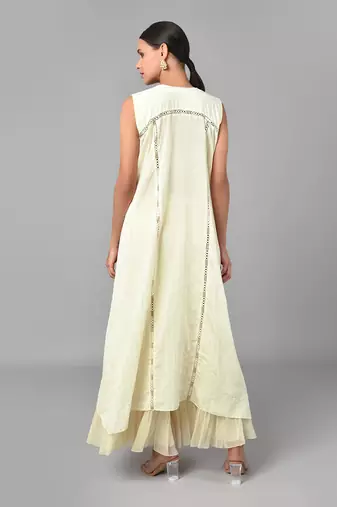Ivory Gold Embellished High Low Tunic Set