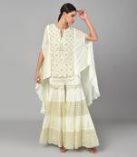 Ivory Gold Embellished High Low Cape Set