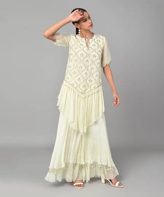 Ivory Gold Embellished Tunic Set 2