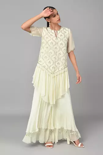 Ivory Gold Embellished Tunic Set