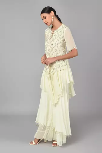 Ivory Gold Embellished Tunic Set