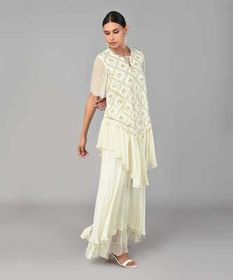 Ivory Gold Embellished Tunic Set 5